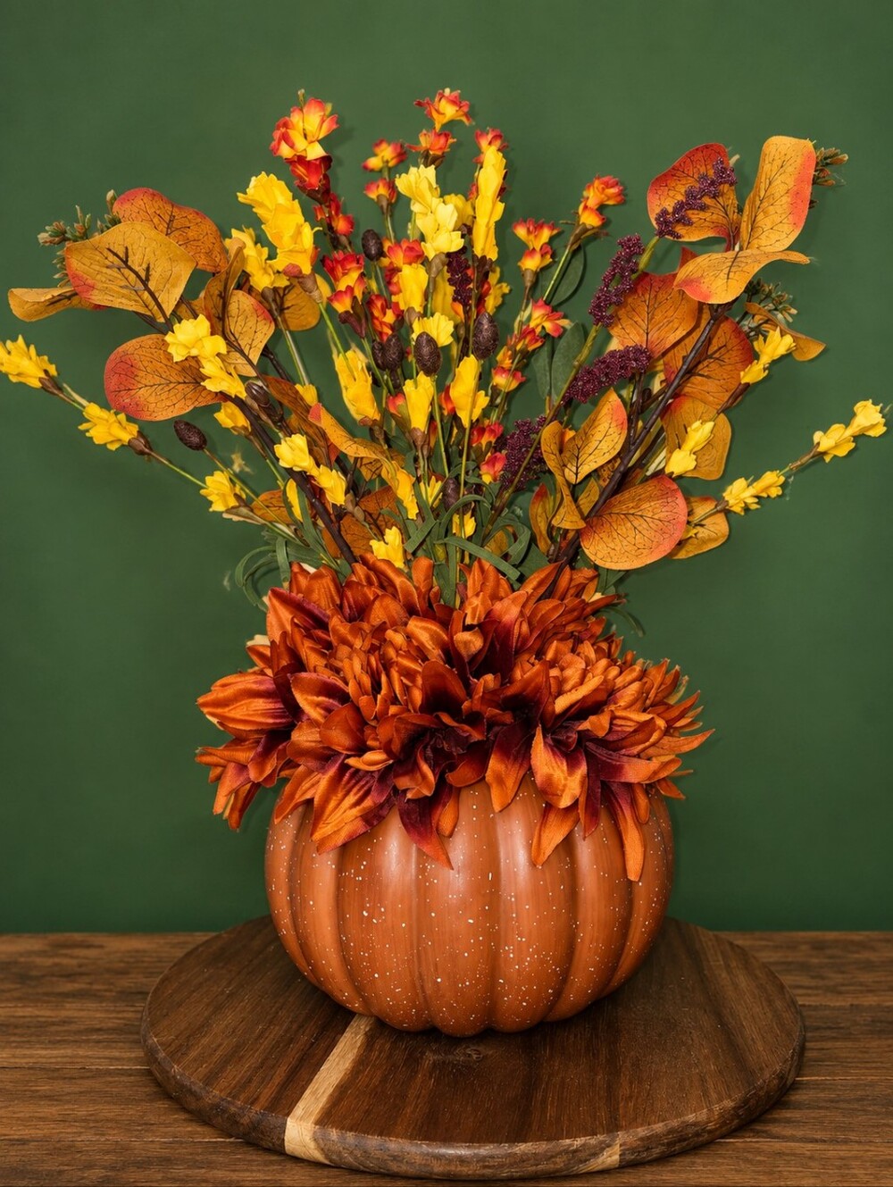 Festive Pumpkin Floral Centerpiece in Orange and Yellow